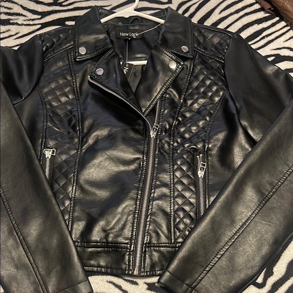 New Look Black Quilted Faux Leather Jacket